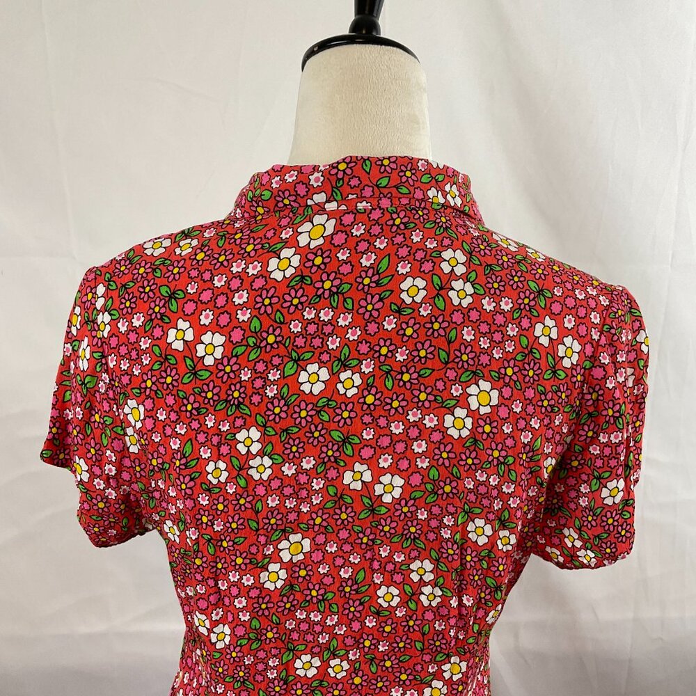 Rolla's Pink Floral Dress - Short Sleeve with Collar Tie Detail - Picture 9 of 14
